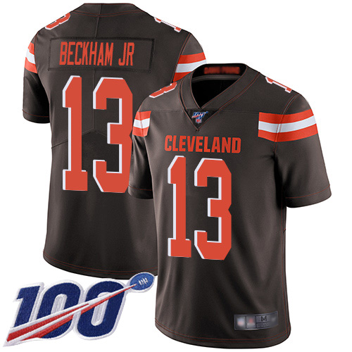 Cleveland Browns Odell Beckham Jr Men Brown Limited Jersey #13 NFL Football Home 100th Season Vapor Untouchable